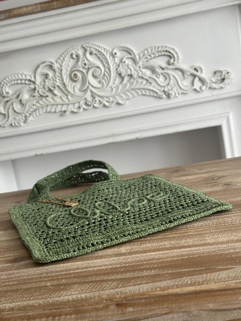 Chloe Raffia Summer Banana tote bag Green CH25U