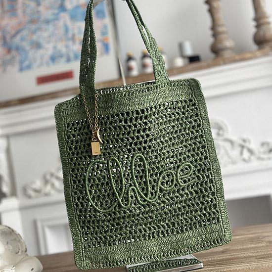 Chloe Raffia Summer Banana tote bag Green CH25U
