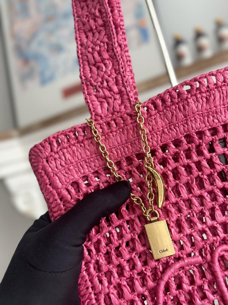 Chloe Raffia Summer Banana tote bag Rose CH25U