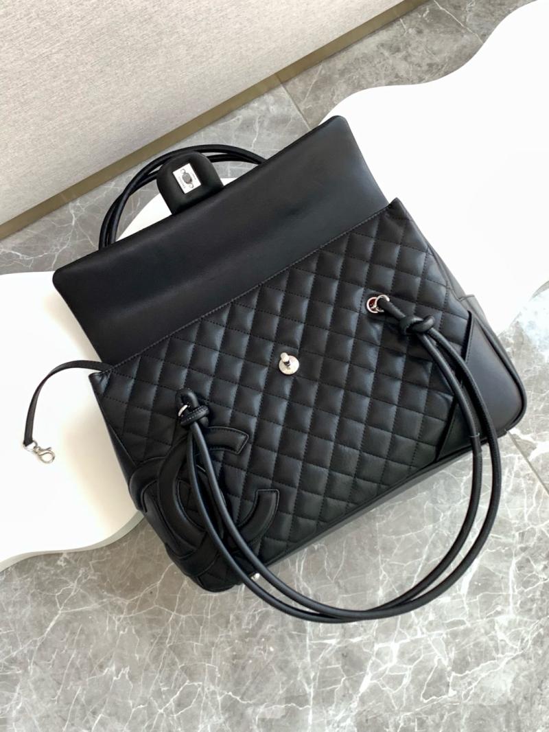 Large Chanel Calfskin Shoulder Bag Black AS6338