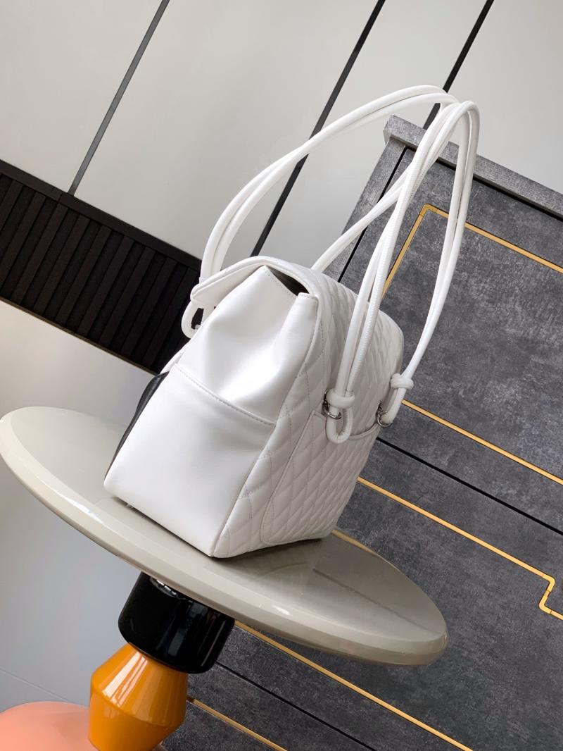 Large Chanel Calfskin Shoulder Bag White and Black AS6338