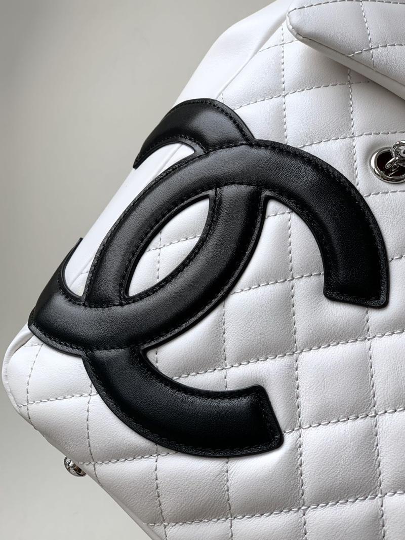 Large Chanel Calfskin Shoulder Bag White and Black AS6338