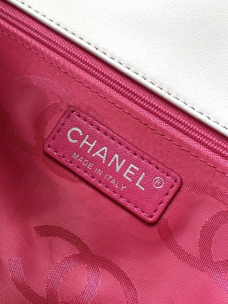 Large Chanel Calfskin Shoulder Bag White and Black AS6338