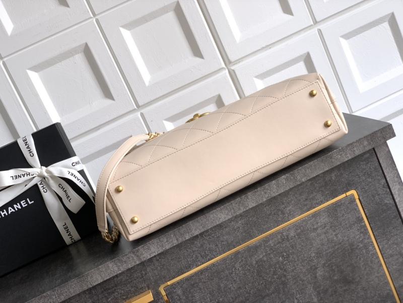 Large Chanel Flap Bag With Top Handle Beige AS5543