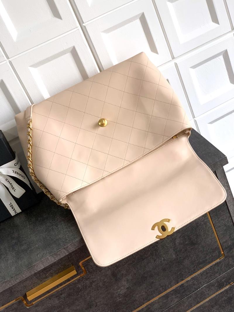 Large Chanel Flap Bag With Top Handle Beige AS5543