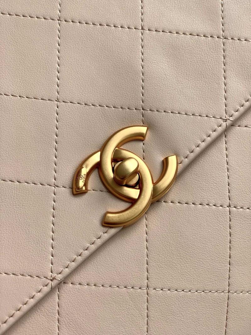 Large Chanel Flap Bag With Top Handle Beige AS5543