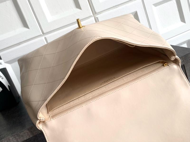 Large Chanel Flap Bag With Top Handle Beige AS5543