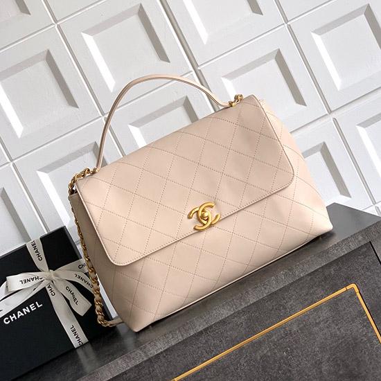Large Chanel Flap Bag With Top Handle Beige AS5543