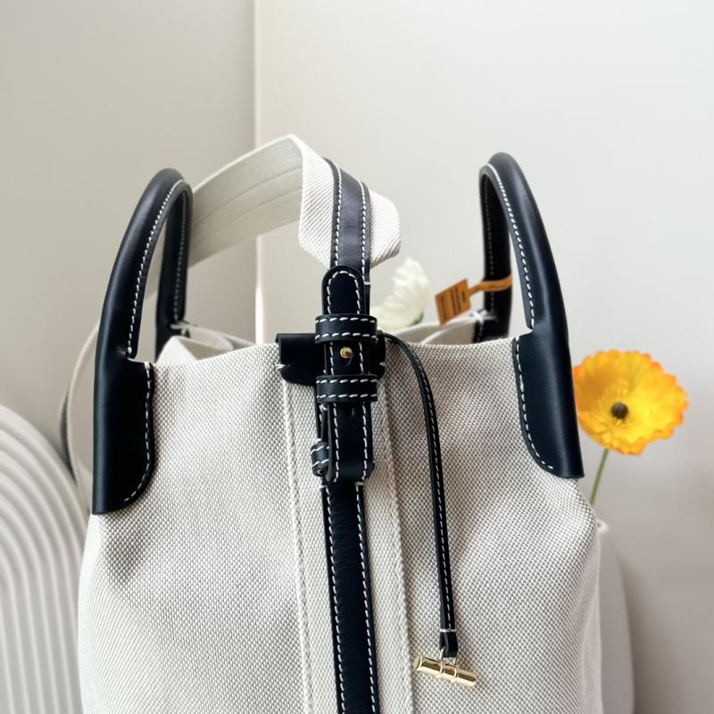 Loro Piana Canvas Large Bale bag Blue FAM9875