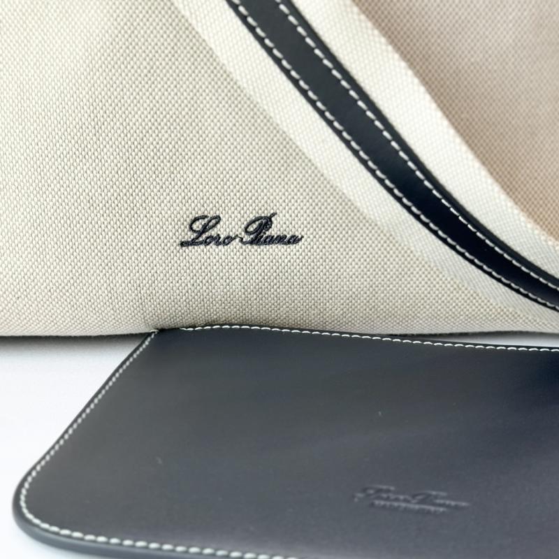 Loro Piana Canvas Large Bale bag Blue FAM9875