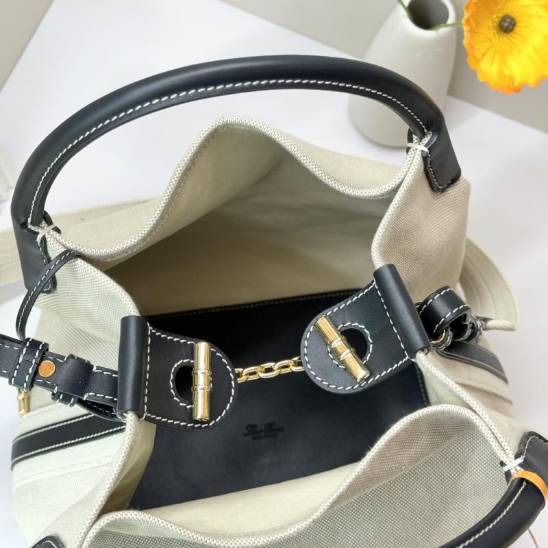 Loro Piana Canvas Large Bale bag Blue FAM9875