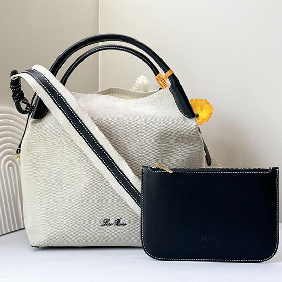 Loro Piana Canvas Large Bale bag Blue FAM9875