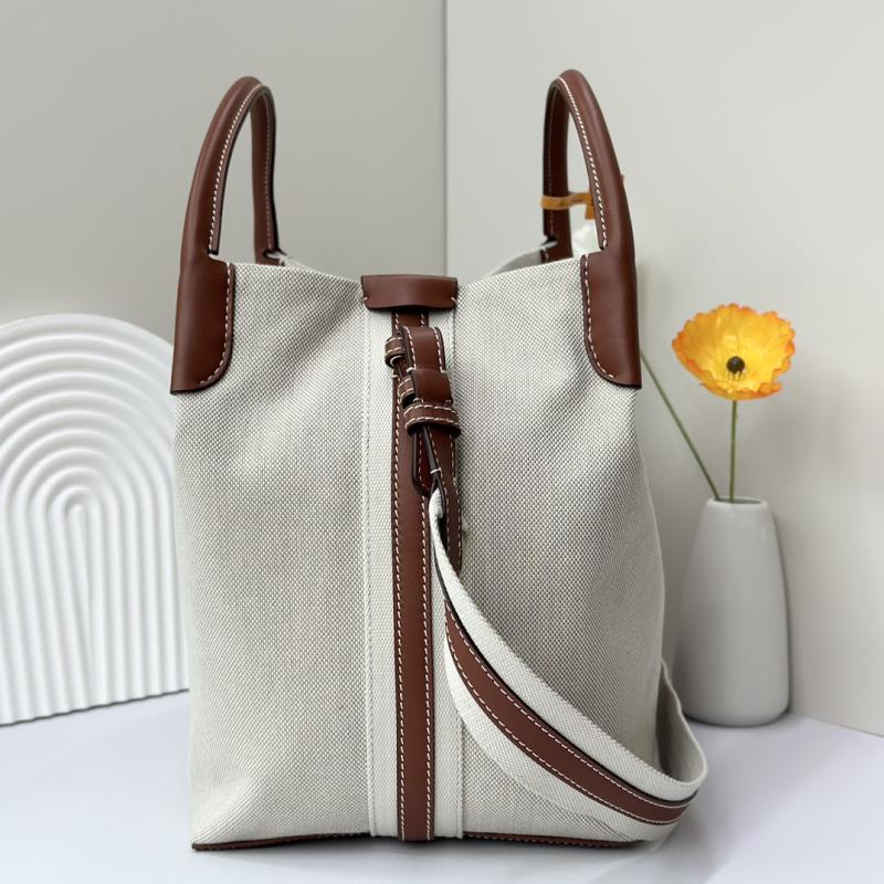 Loro Piana Canvas Large Bale bag Brown FAM9875