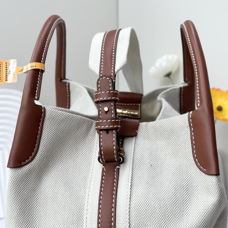 Loro Piana Canvas Large Bale bag Brown FAM9875