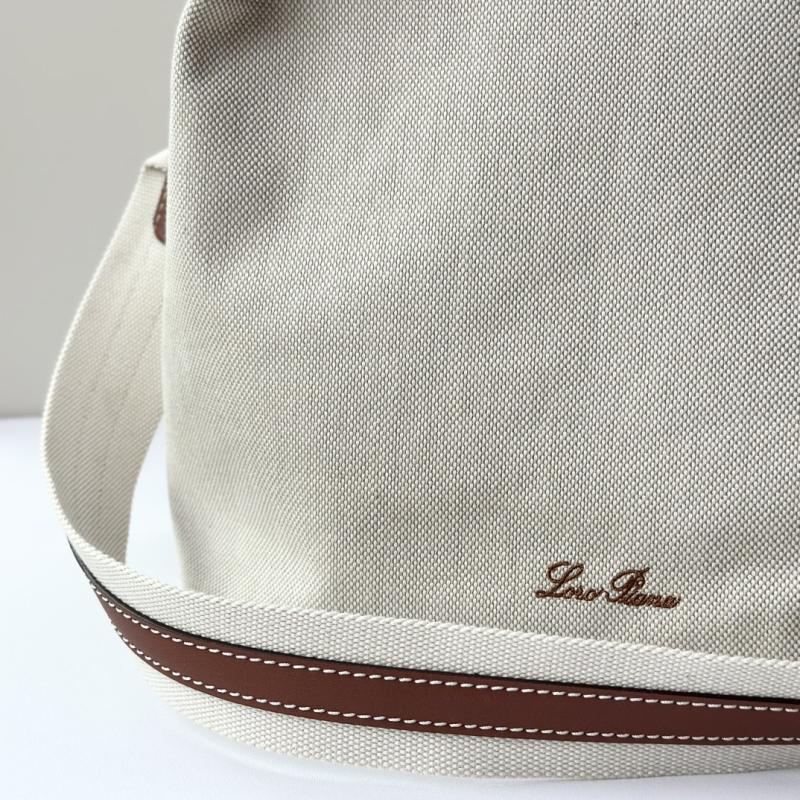Loro Piana Canvas Large Bale bag Brown FAM9875