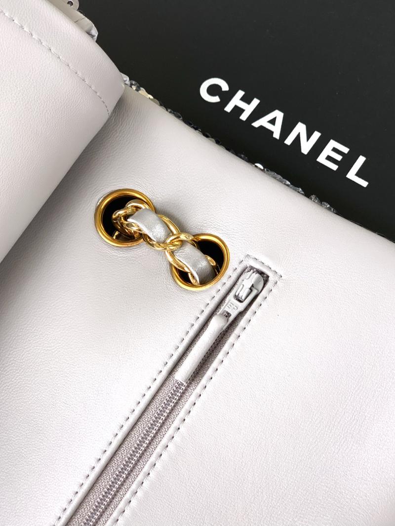 Medium Chanel Sequins Shoulder Bag Silver A01112