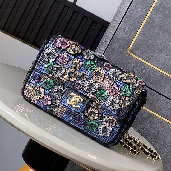 Small Chanel Sequins Shoulder Bag Black A52520