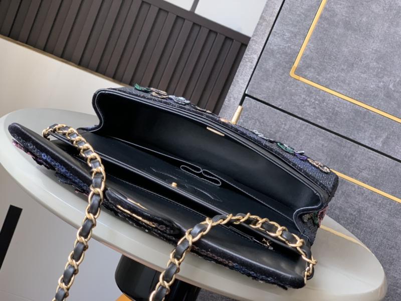 Medium Chanel Sequins Shoulder Bag Black A52525