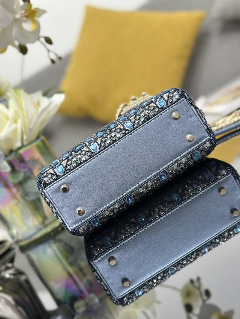 Mini Lady dior Bag Embroidered with Beads Blue M0505