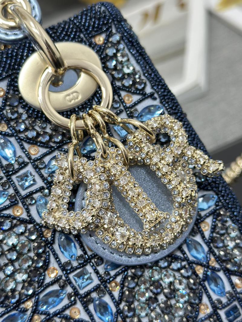 Mini Lady dior Bag Embroidered with Beads Blue M0505