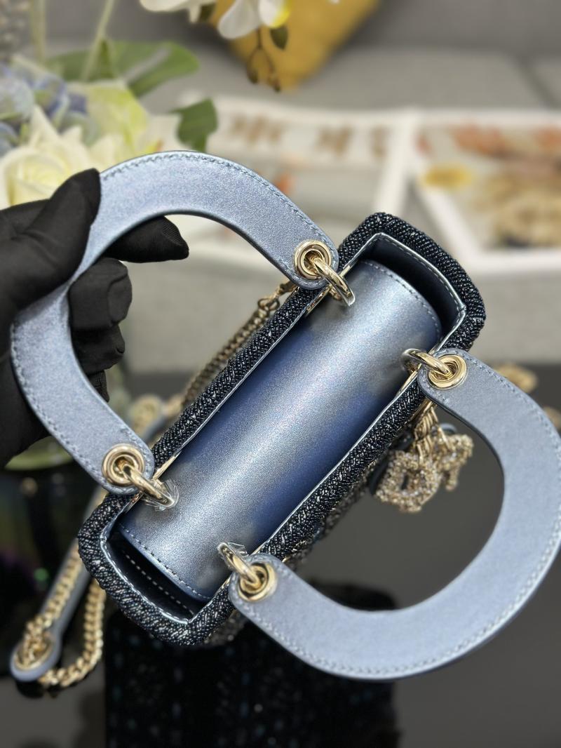 Mini Lady dior Bag Embroidered with Beads Blue M0505