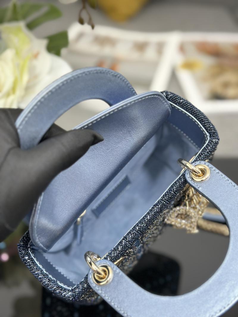 Mini Lady dior Bag Embroidered with Beads Blue M0505