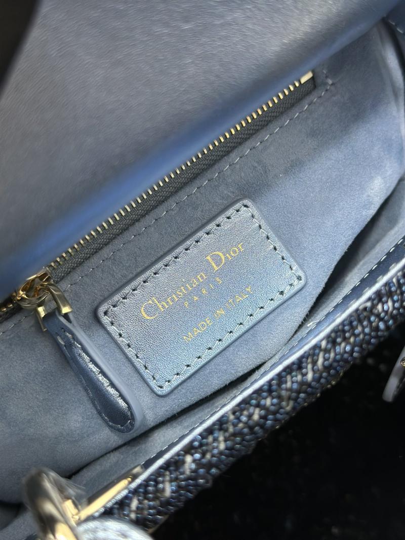 Mini Lady dior Bag Embroidered with Beads Blue M0505