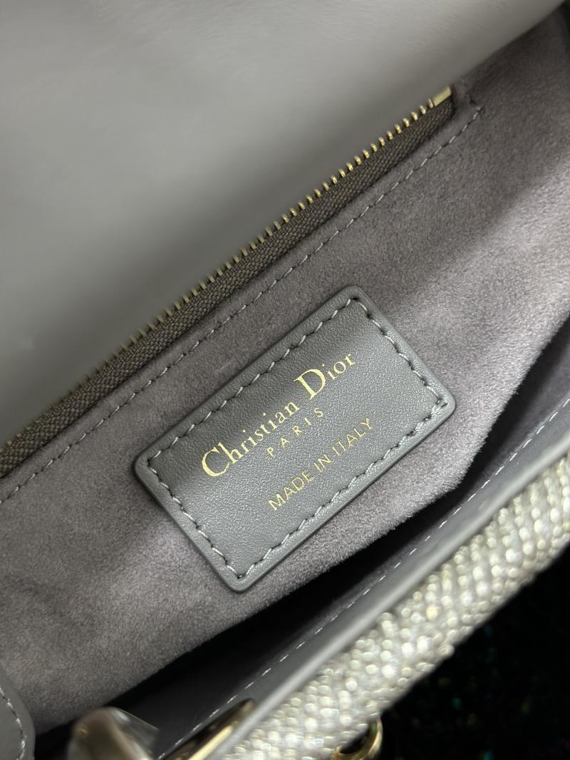 Mini Lady dior Bag Embroidered with Beads Grey M0505