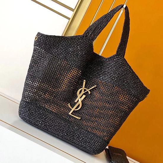 Saint Laurent Icare In Raffia Black 772191
