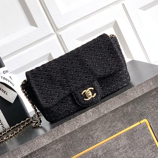 Small Chanel Tweed Flap Bag Black AS5279
