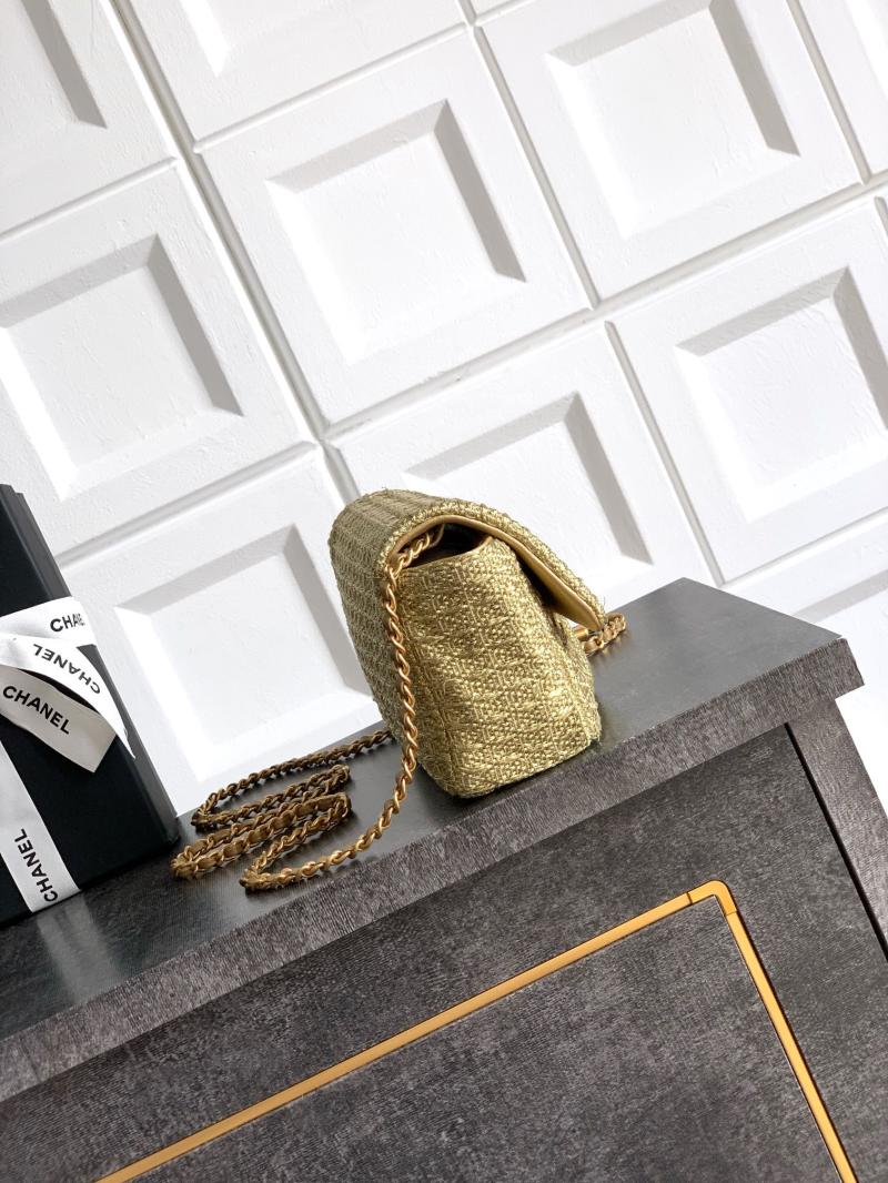 Small Chanel Tweed Flap Bag Gold AS5279