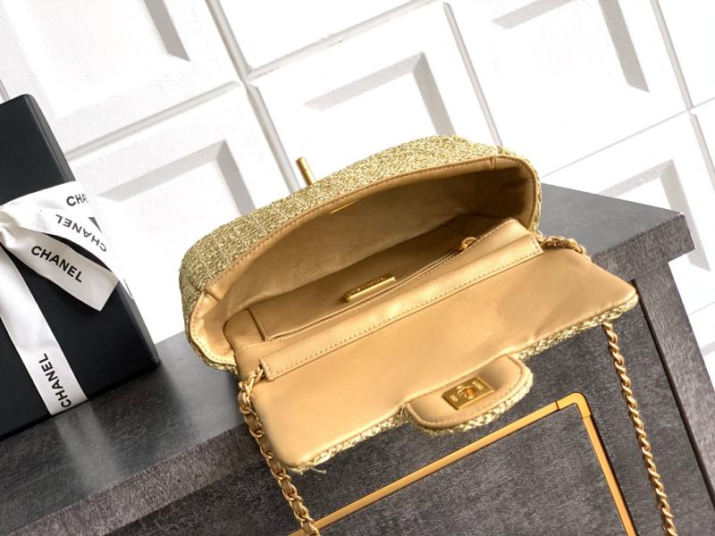 Small Chanel Tweed Flap Bag Gold AS5279
