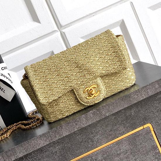 Small Chanel Tweed Flap Bag Gold AS5279