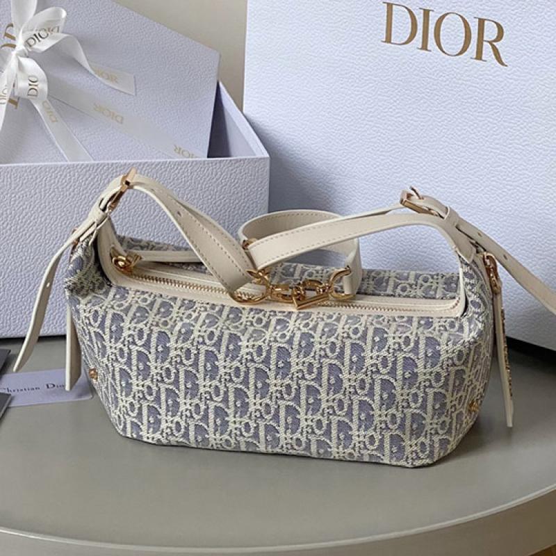 Small D-Journey Bag with Raffia Blue M2416