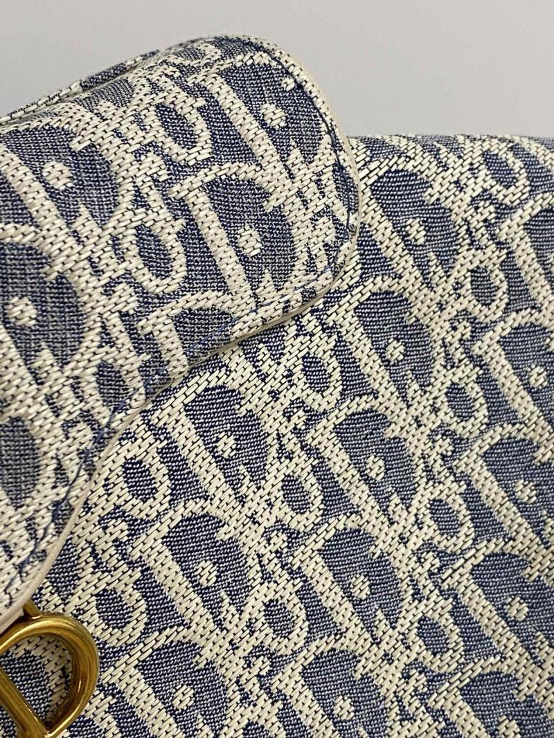 Small D-Journey Bag with Raffia Blue M2416