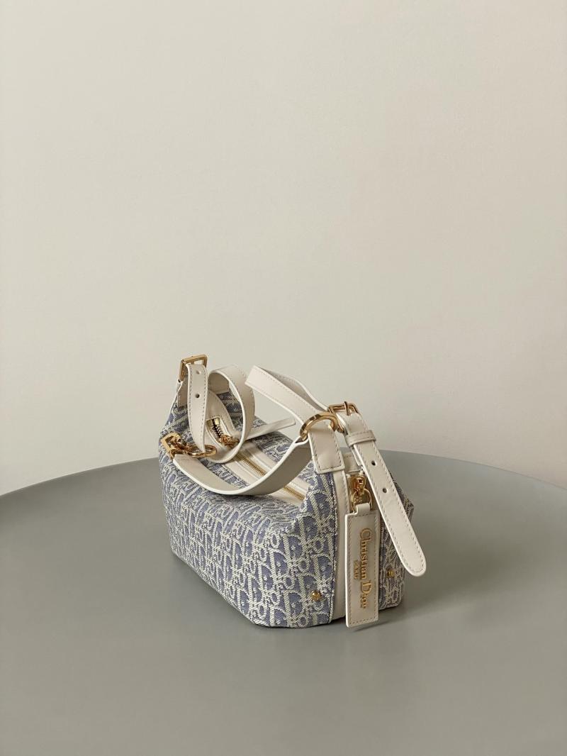 Small D-Journey Bag with Raffia Blue M2416