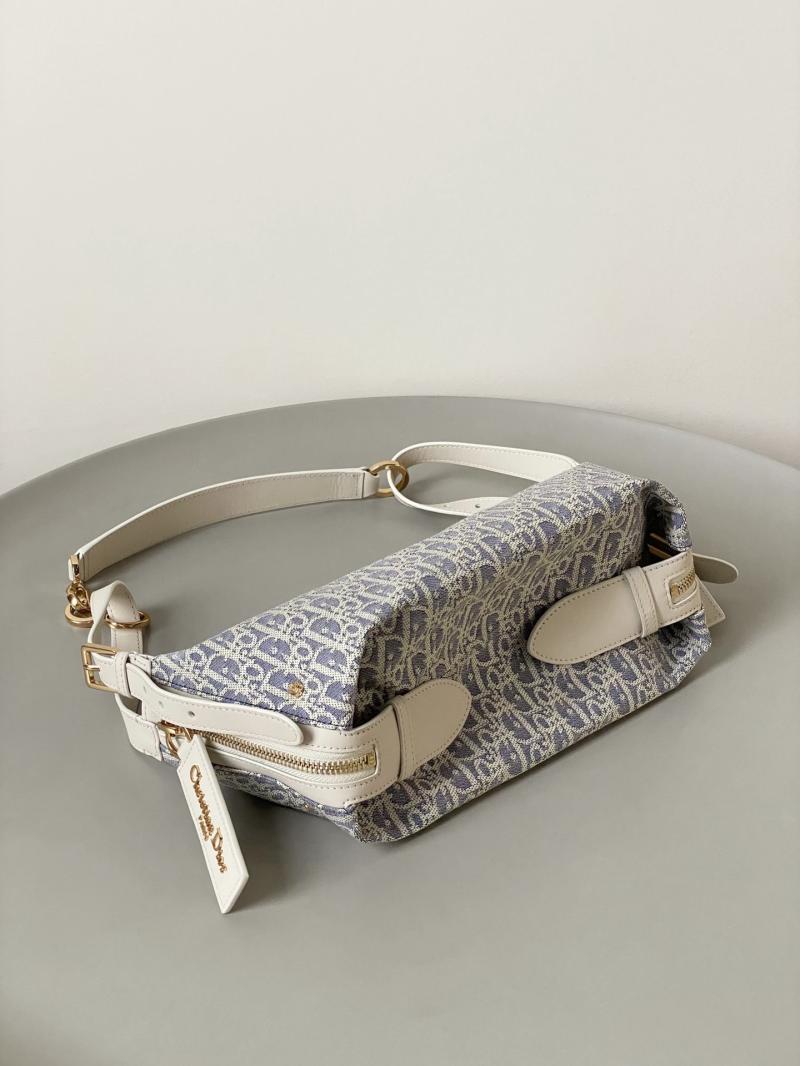Small D-Journey Bag with Raffia Blue M2416