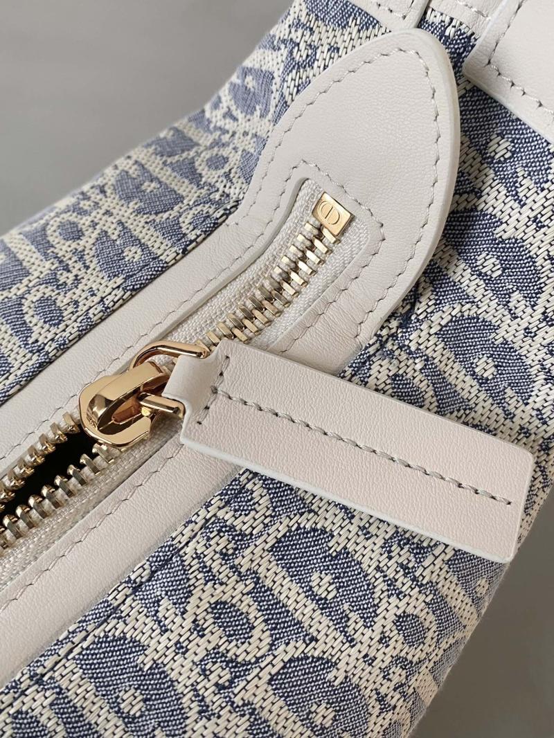 Small D-Journey Bag with Raffia Blue M2416