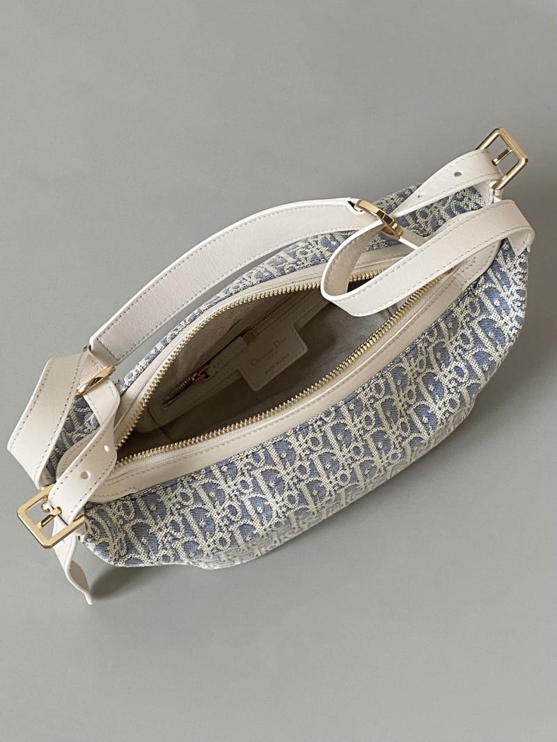 Small D-Journey Bag with Raffia Blue M2416