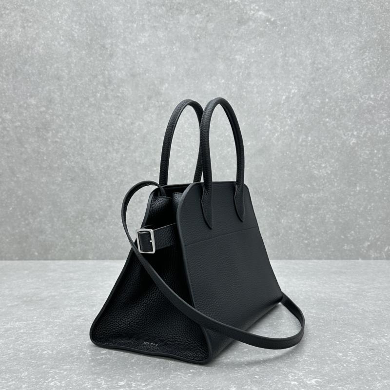 The Row Grained Calfskin Margaux 12 Bag Black W1833