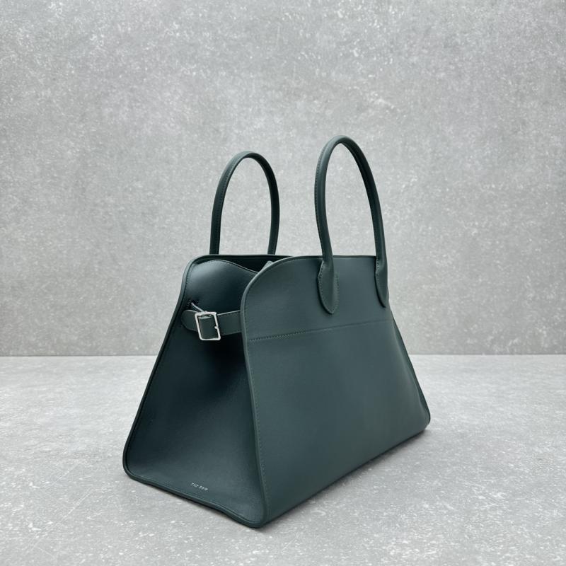 The Row Smooth Leather Margaux 12 Bag Green W1833