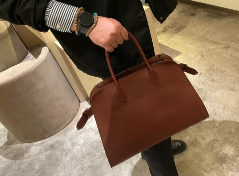 The Row Smooth Leather Margaux 12 Bag Brick Red W1833