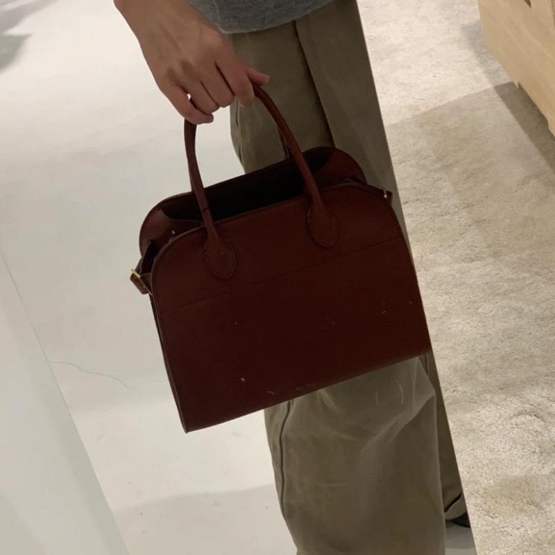 The Row Smooth Leather Margaux 12 Bag Brick Red W1833
