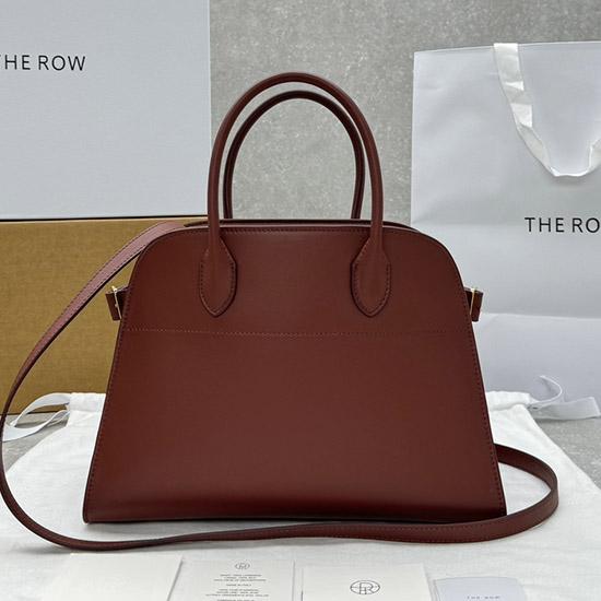The Row Smooth Leather Margaux 12 Bag Brick Red W1833