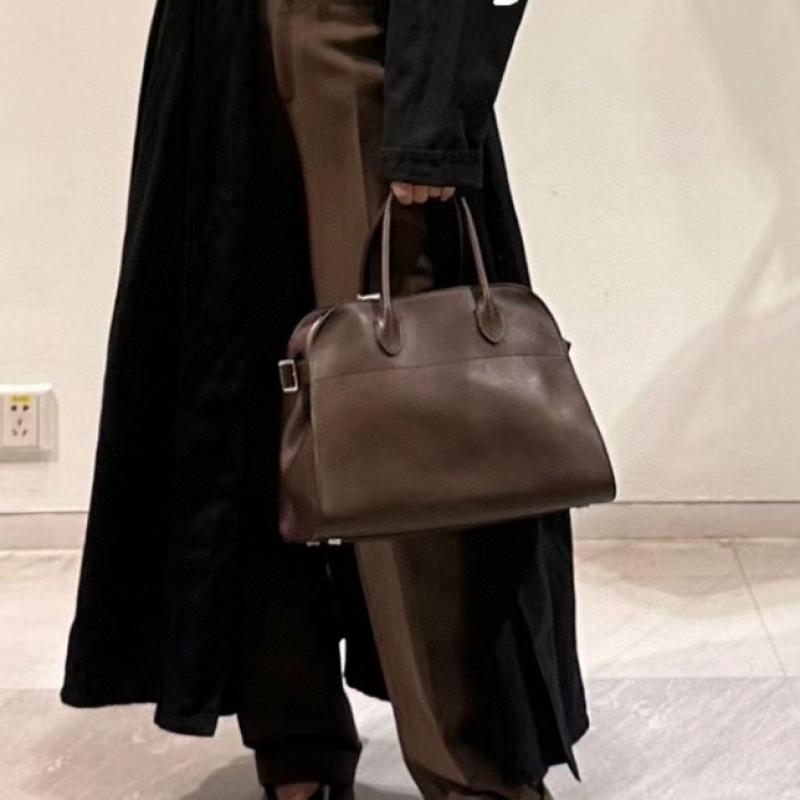 The Row Smooth Leather Margaux 12 Bag Coffee W1833