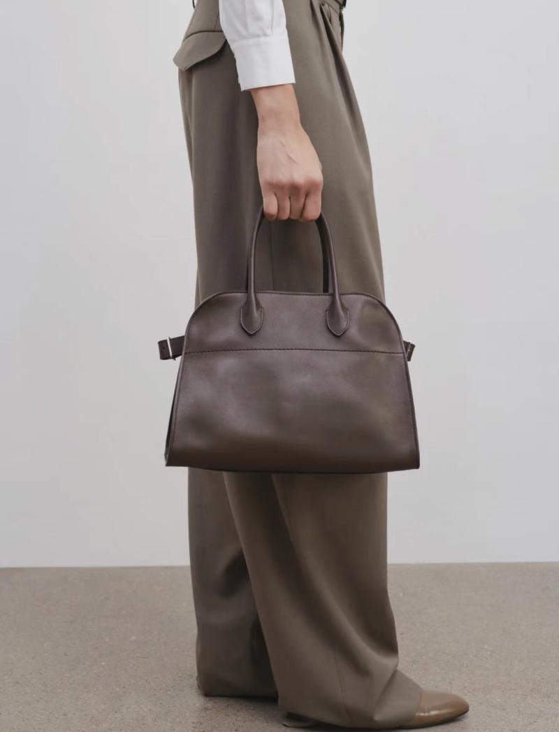 The Row Smooth Leather Margaux 12 Bag Coffee W1833