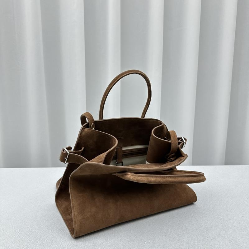 The Row Suede Margaux 12 Bag Camel W1833