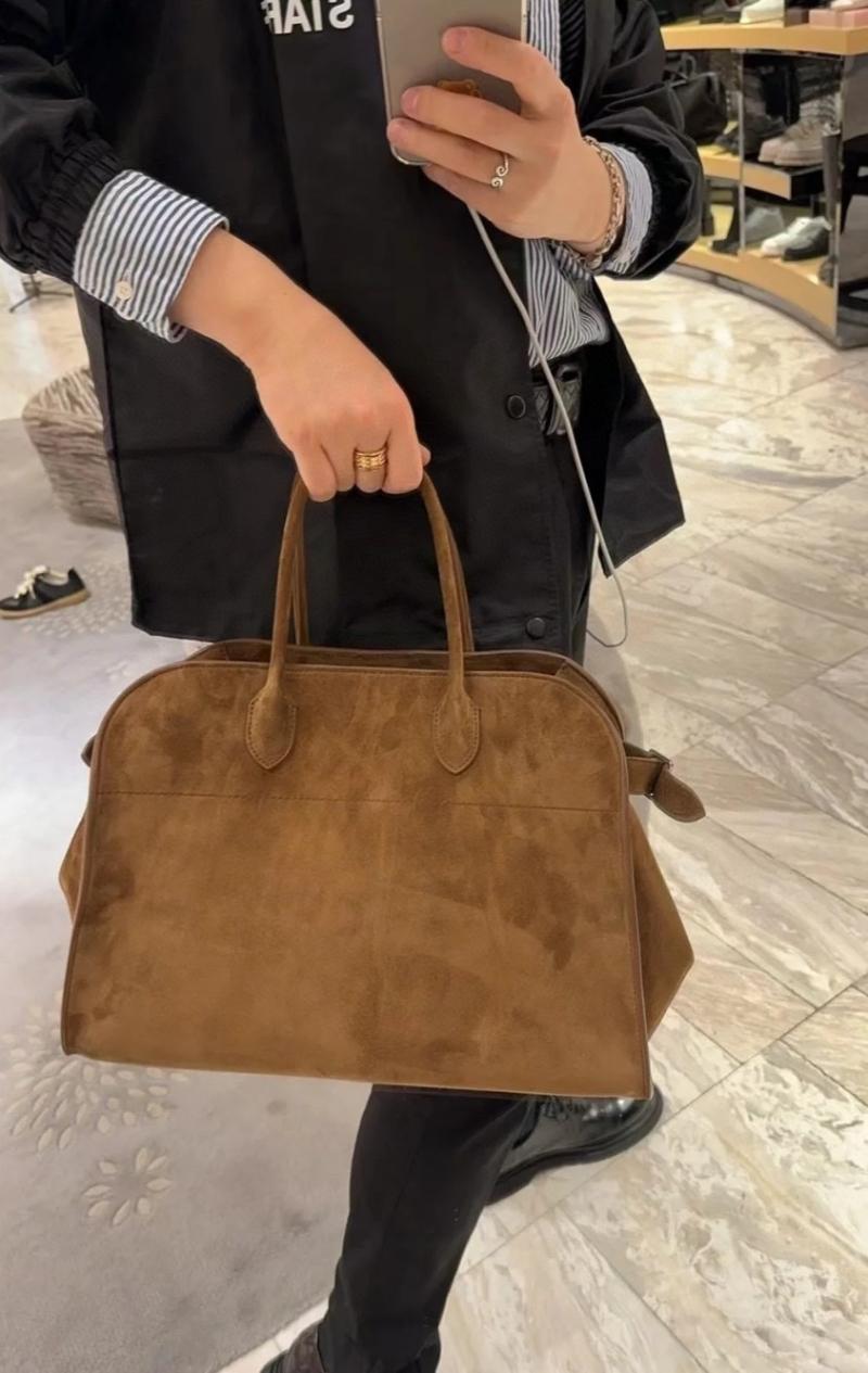 The Row Suede Margaux 12 Bag Camel W1833