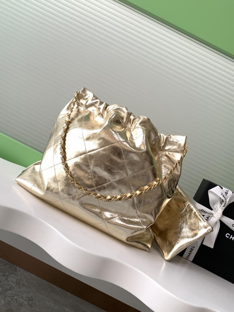 Chanel Calfskin 22 Handbag Gold AS3261
