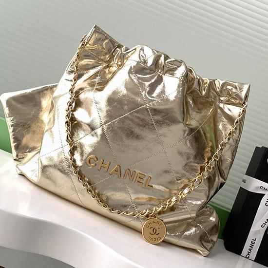 Chanel Calfskin 22 Handbag Gold AS3261